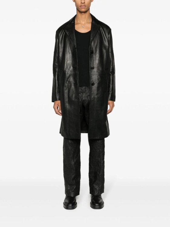 Shop Zadig & Voltaire Macari Buttoned Leather Coat In Black