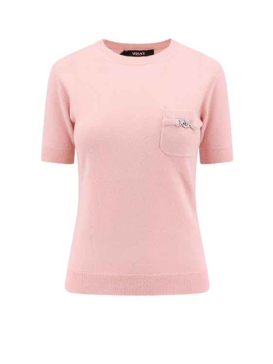 Shop Versace Virgin Wool And Cashmere Sweater With Medusa Detail In Pink