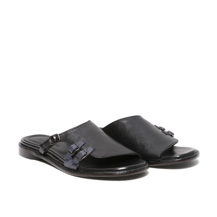 Shop Hundred 100 Black Leather Slide Sandals