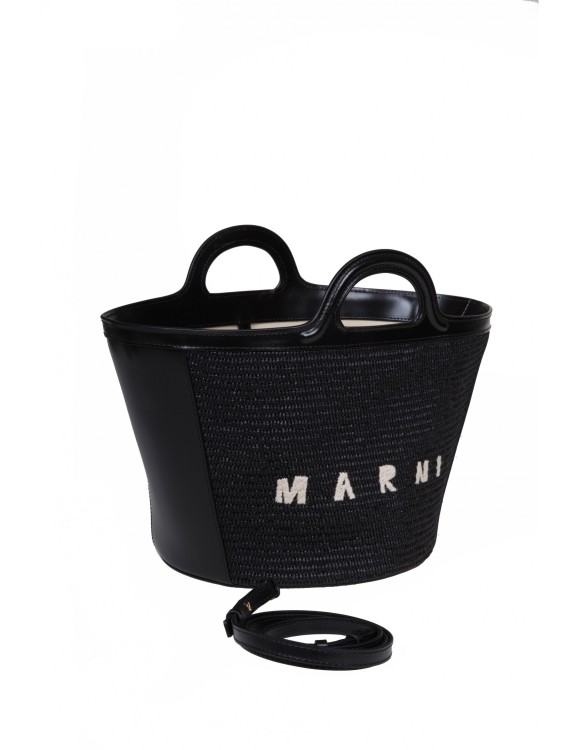 Shop Marni Tropicalia Small Black In Raffia And Leather