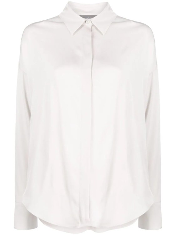 Shop Lorena Antoniazzi Gray Silk Shirt In White
