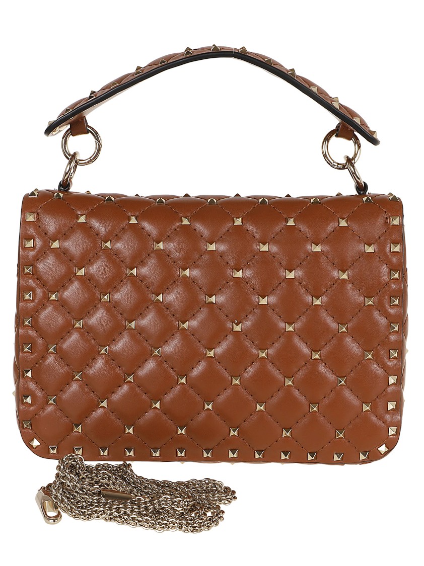 Valentino Medium Shoulder Bag Spike Rockstud In Brown