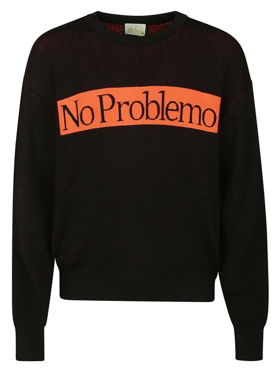Aries Man Sweater Black Size Xl Recycled Polyester In Black