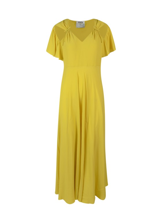 Shop Vivetta Sustainable Silk Blend Long Dress In Gold