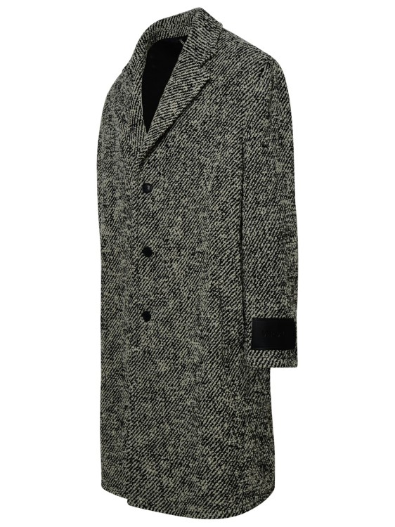 Shop Versace Two-tone Wool Coat In Grey