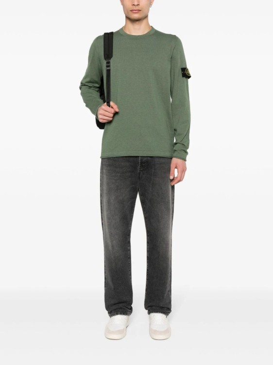 Stone Island Malfilé Cotton Fleece Sweatshirt In Green