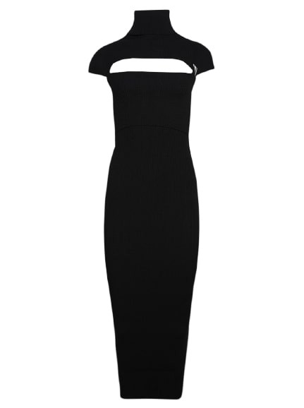 Attico Black Midi Dress In Black