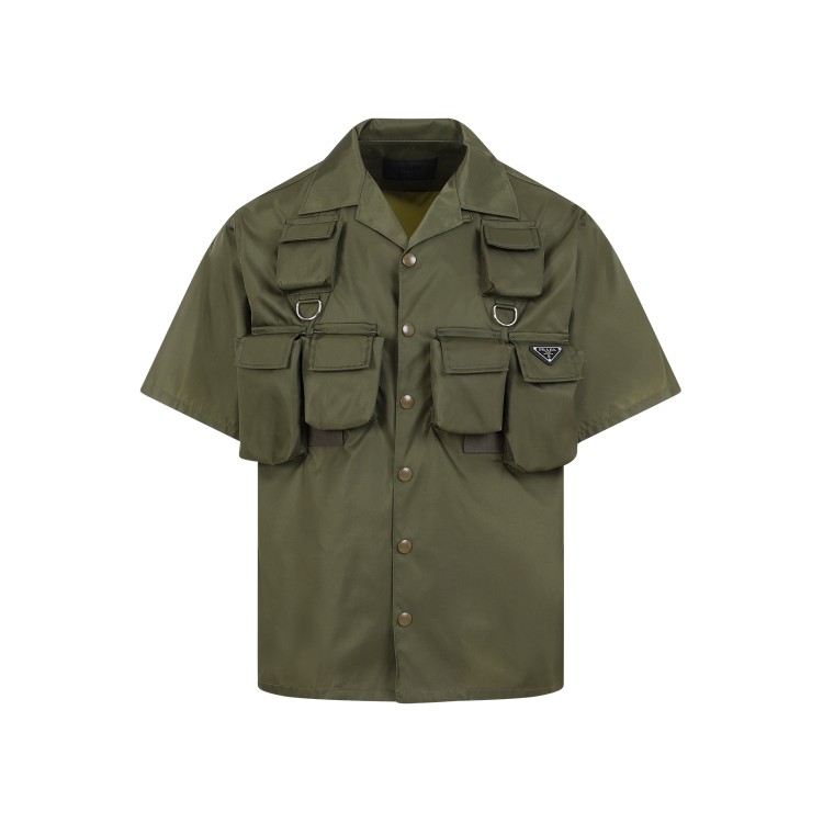 Shop Prada Military Green Recycled Polyamide Shirt In Grey
