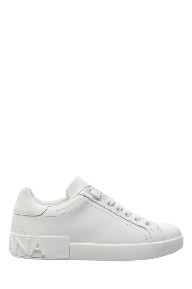 Dolce & Gabbana Leather Sneakers With Logo In White