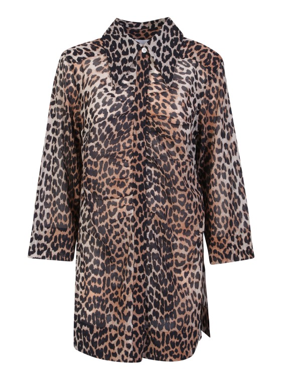 Shop Ganni All-over Leopard Print Shirt In Black