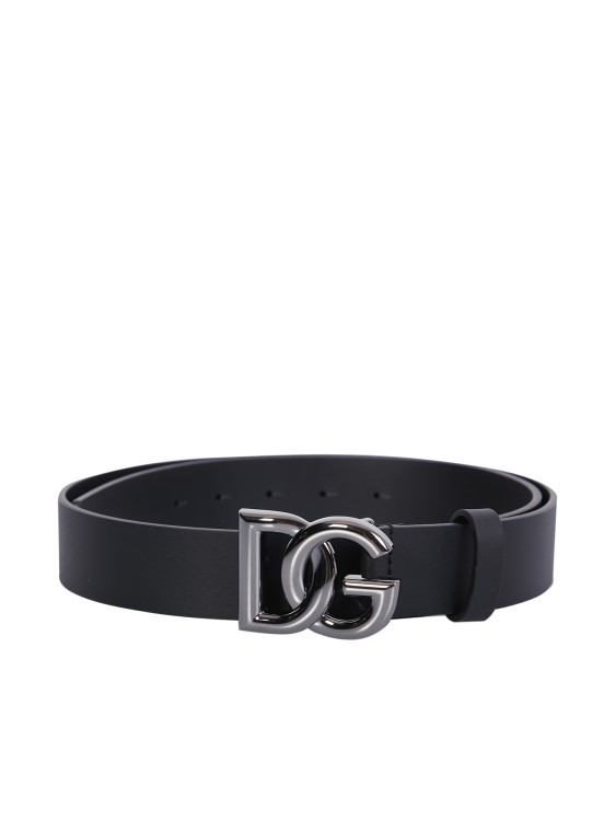 Shop Dolce & Gabbana Black Leather Belt Dg Logo Buckle
