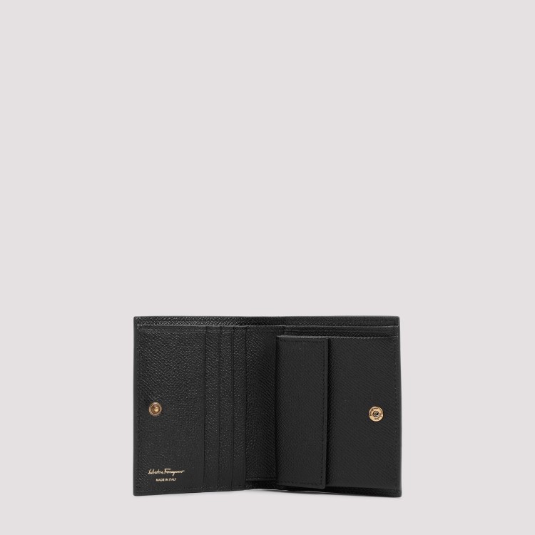 Shop Ferragamo Black Leather Gancini Wallet