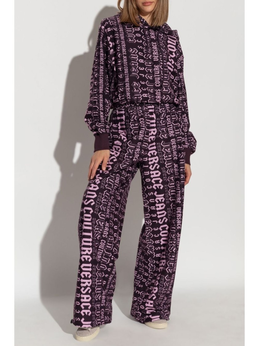 Versace Jeans Couture Logomania Sweatpants In Purple