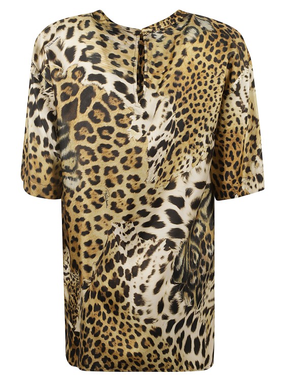 Shop Roberto Cavalli Beige/multicolour Leopard Print T-shirt In Brown
