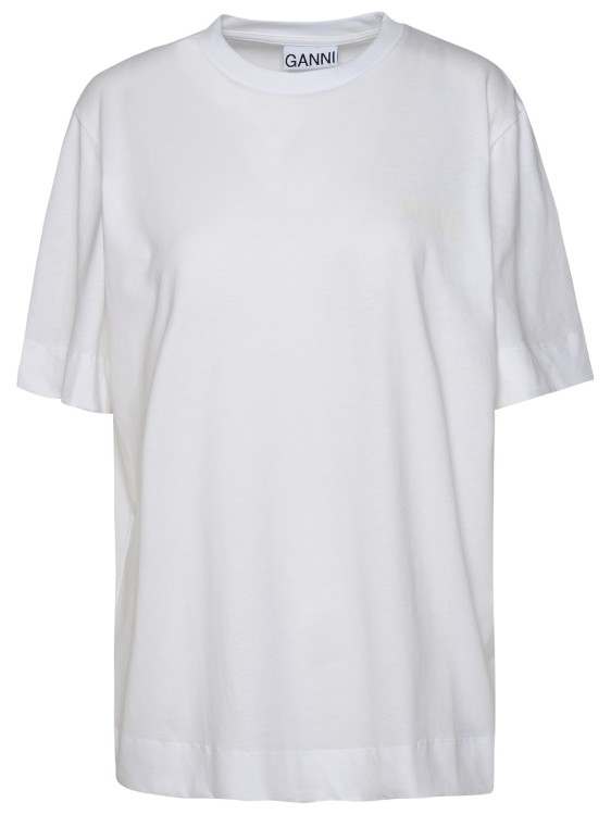 Shop Ganni Loose Logo T-shirt In White