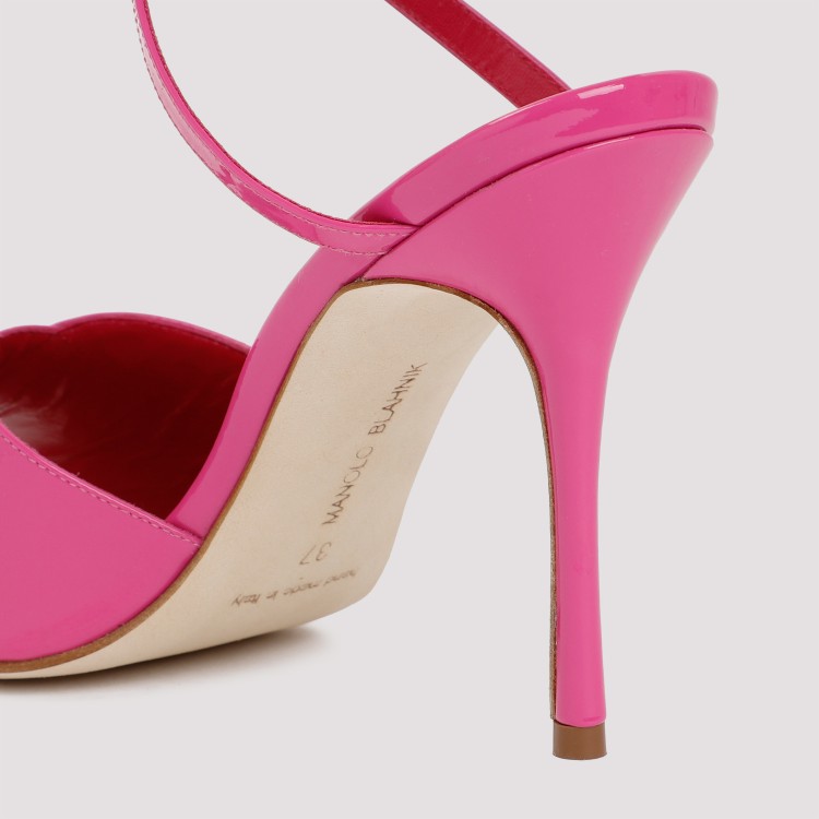 Shop Manolo Blahnik Pink Patent Calf Leather Hourani Sandal