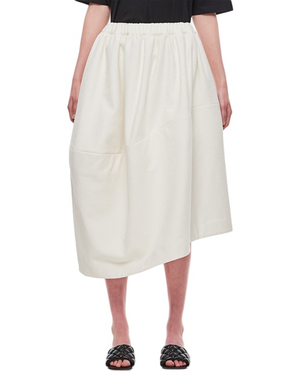 Shop Comme Des Garçons Cotton Nylon Blen Midi Skirt In White