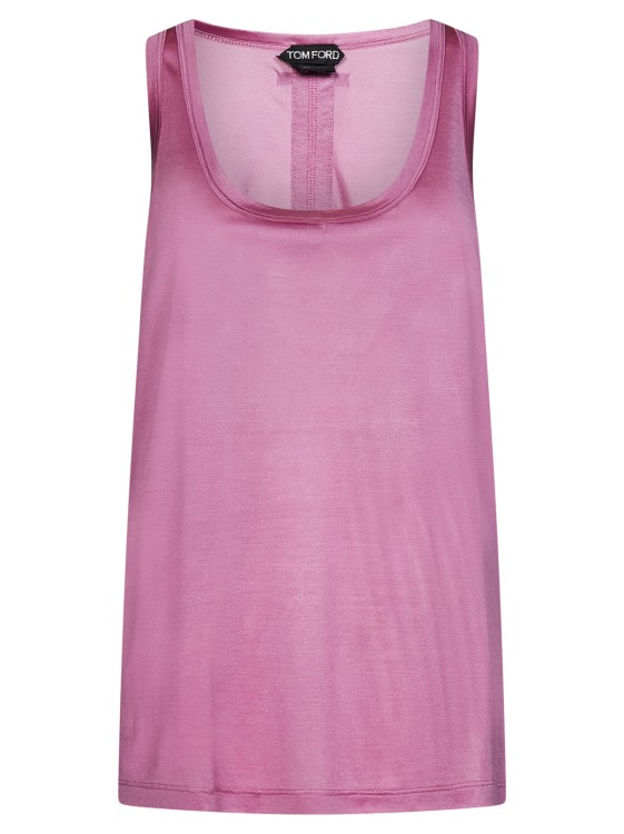 Tom Ford Logo-patch Silk Tank Top In Pink