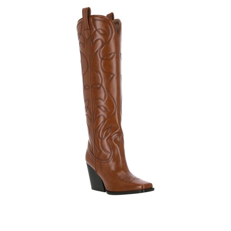 Shop Stella Mccartney Texano Leather Boots In Brown