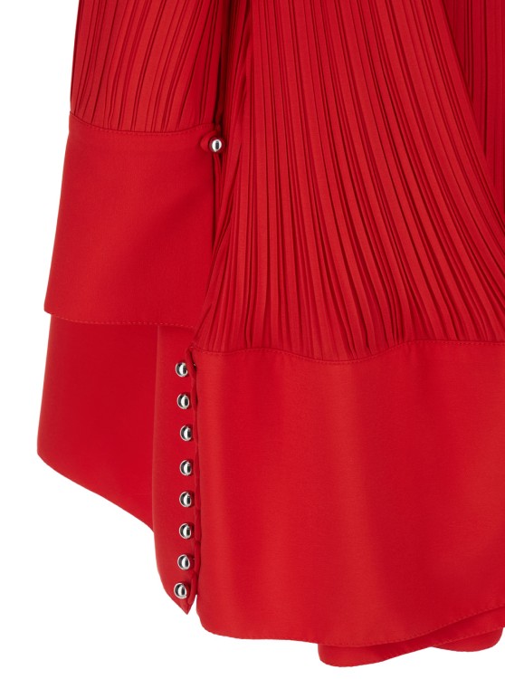 Shop Lanvin Short Dress With Red Pleated Effect In Technical Fabric