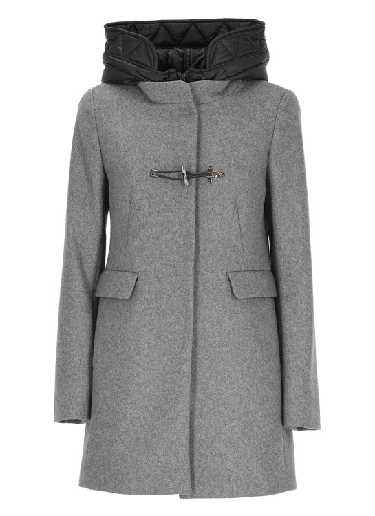 Fay Hooded Wool-blend Coat In Grey