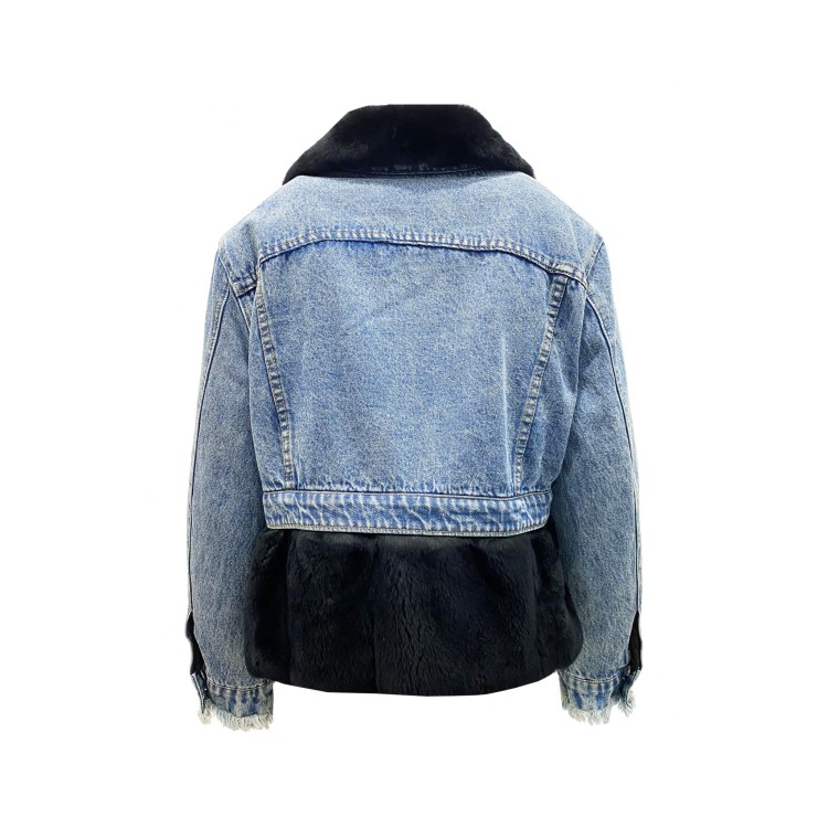 Forte Dei Marmi Couture Fur Lining Denim Jacket In Blue