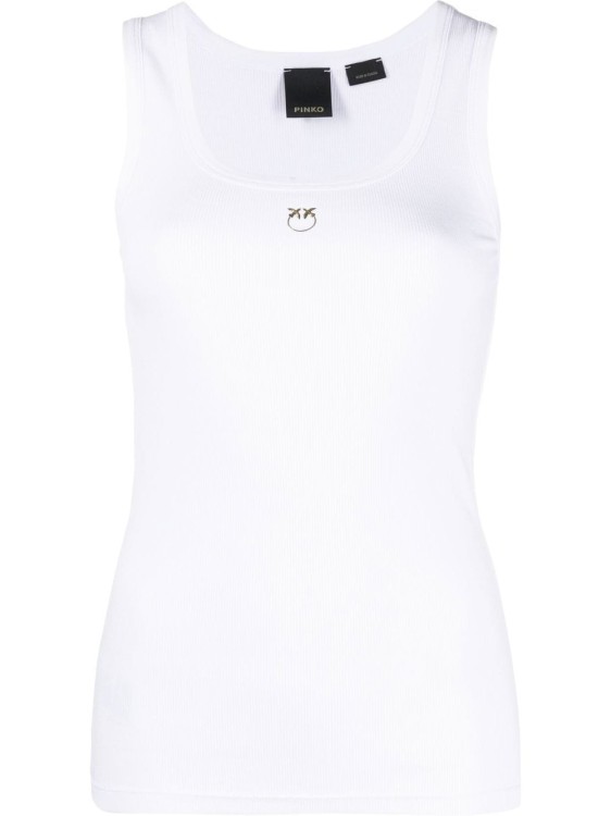 Shop Pinko Ribbed Tank Top In White