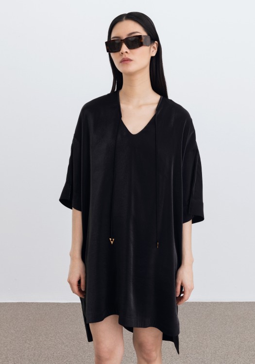 Shop Aeron Destino - Short Sleeve Dress In Black