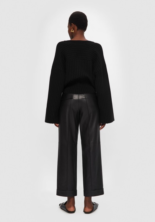 Shop Aeron Zima - Leather Cuffed Pants In Black