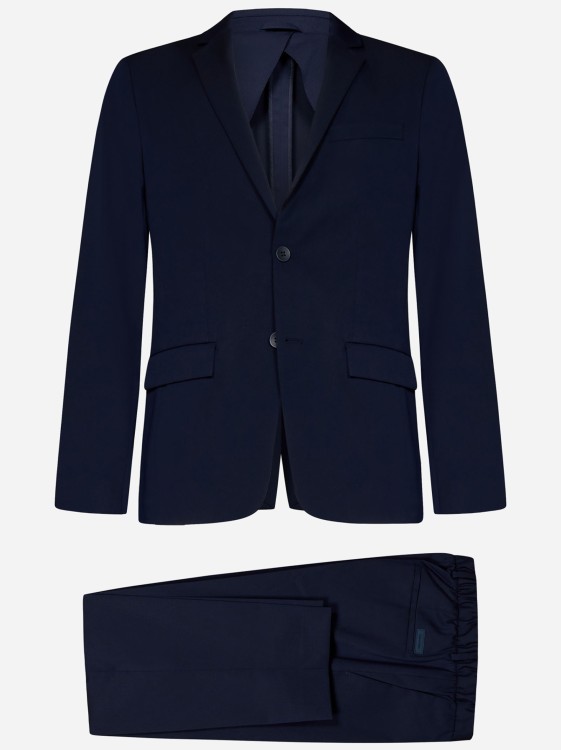 Shop Calvin Klein Navy Blue Wool Stretch Gabardine Suit In Black