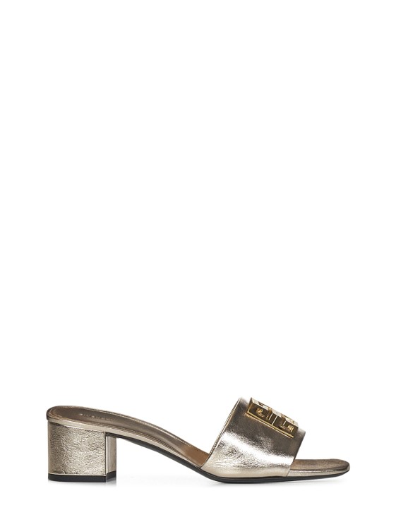 Shop Givenchy Dusty Gold Laminated Leather 4g Heel Sandals