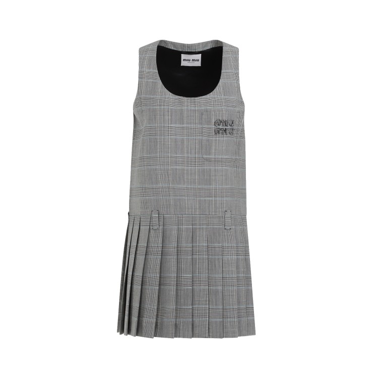 Shop Miu Miu Grey Virgin Wool Dress