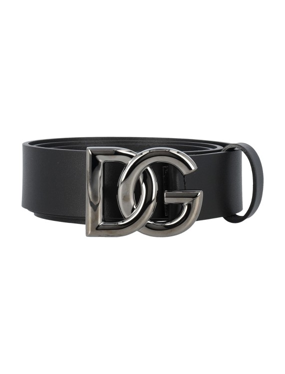 Dolce & Gabbana Leather Belt With Dg Logo In Black