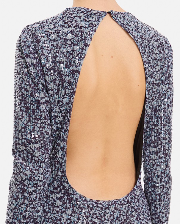 Rotate Birger Christensen Open-back Sequin Mini Dress In Grey