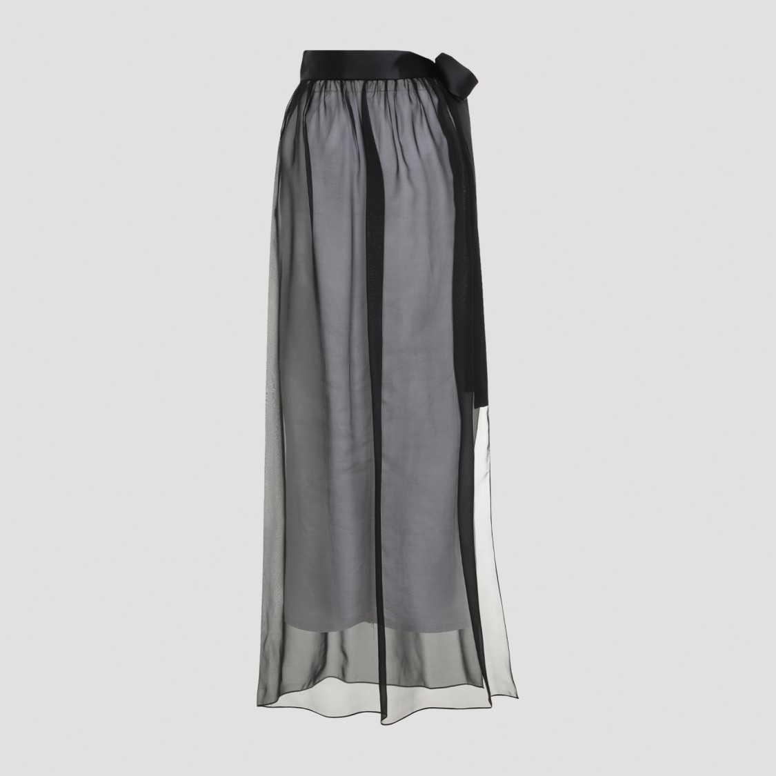 Dolce & Gabbana Belted Midi Chiffon Skirt In Black