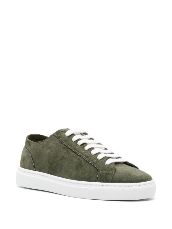 Shop Doucal's Green Suede Sneakers