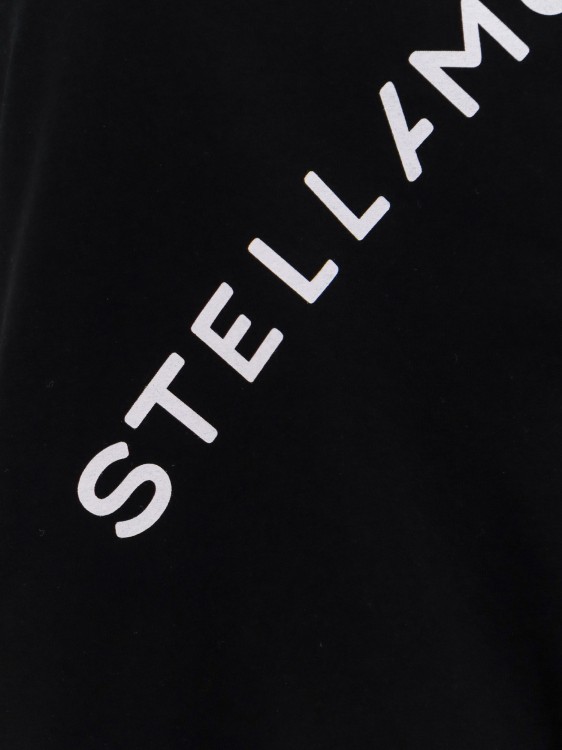 Shop Stella Mccartney Cotton Top With Logo Print In Black