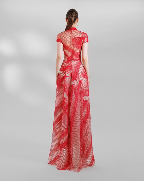 Shop Gemy Maalouf High-neckline Dress - Long Dresses In Red