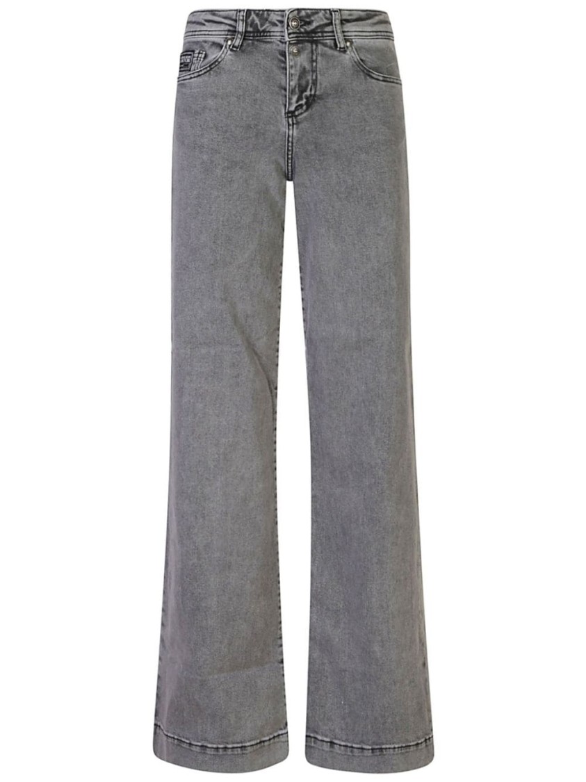 Versace Jeans Couture Logo-plaque Flared Jeans In Grey