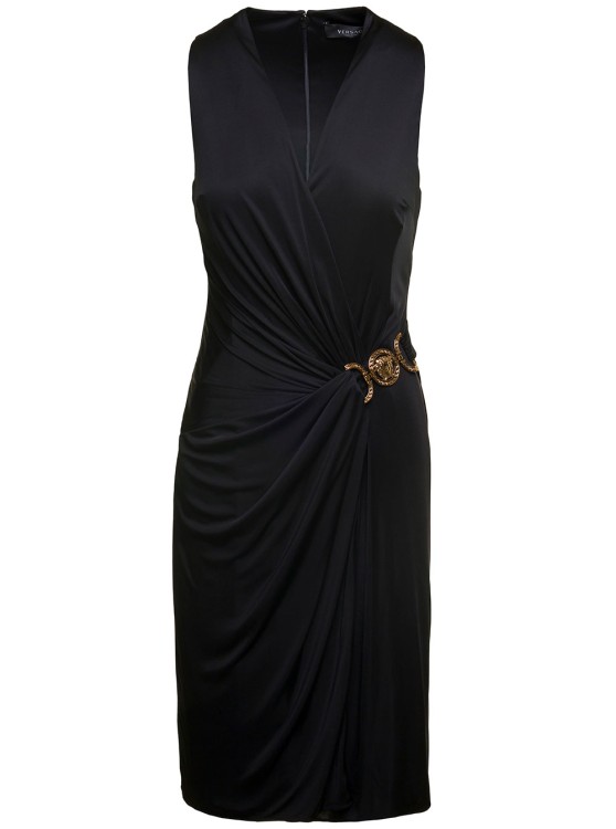 Shop Versace Jersey Sleeveless Dress In Black