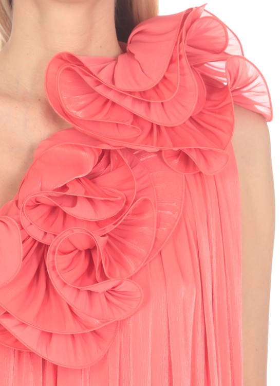 Shop Costalleros Georgette One-shoulder Dress In Orange