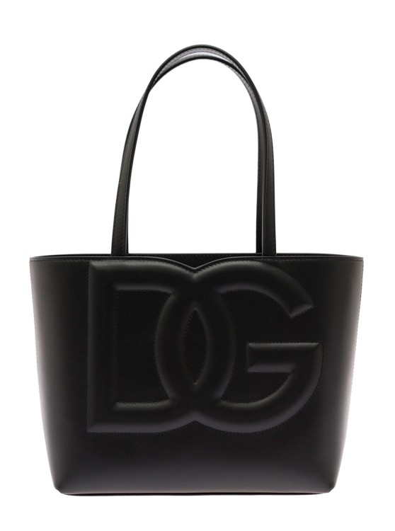 Dolce & Gabbana Dg Logo' Black Small Shopper In Leather