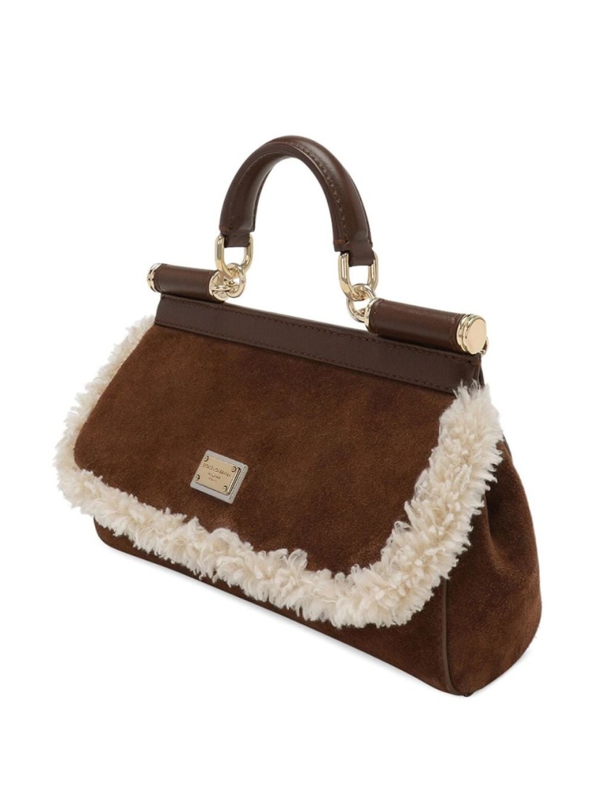 Dolce & Gabbana Sicily Leather Tote Bag In Brown