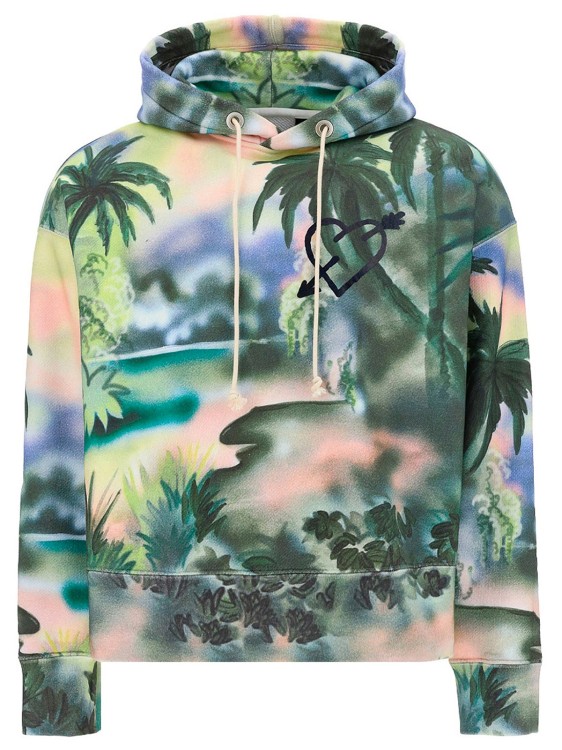 Shop Palm Angels Cotton Logo Hooded Sweatshirt In Multicolor