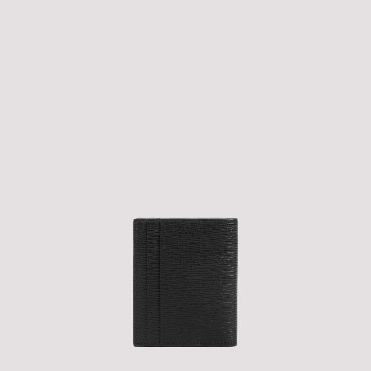 Shop Ferragamo Black Calf Leather Revival Gancini Credit Card Case