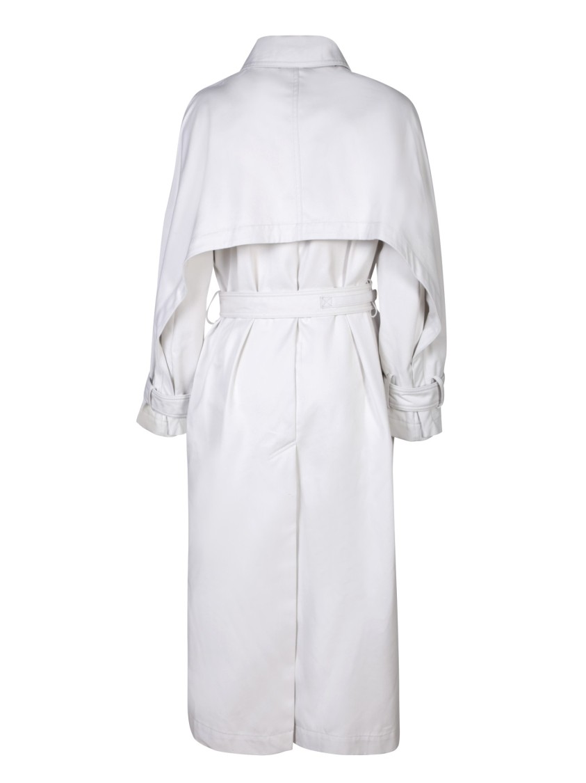 Moorer Double-breasted Trench Coat In White