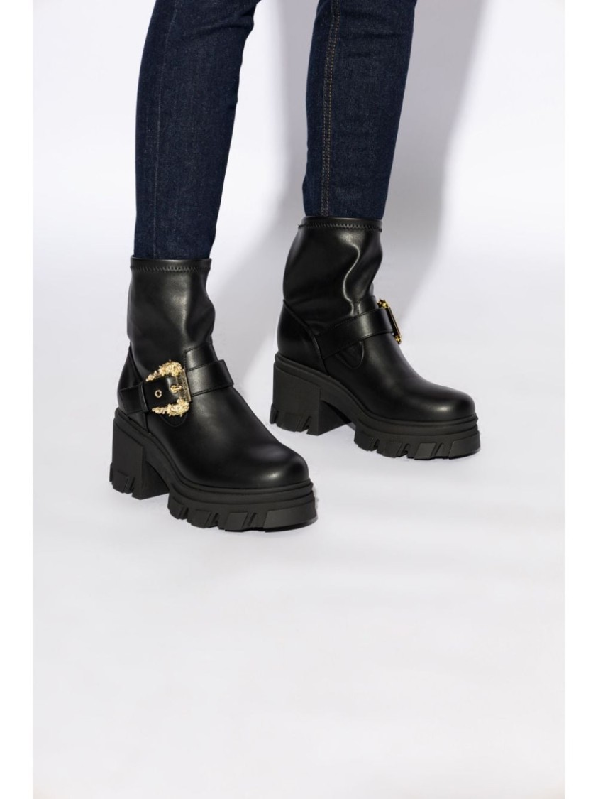 Versace Jeans Couture 'sophie' Block Heel Ankle Boots In Black
