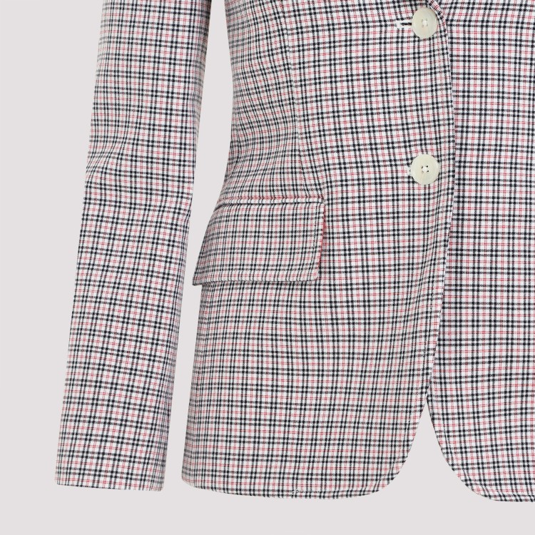 Thom Browne Checked Single-breasted Blazer In Grey