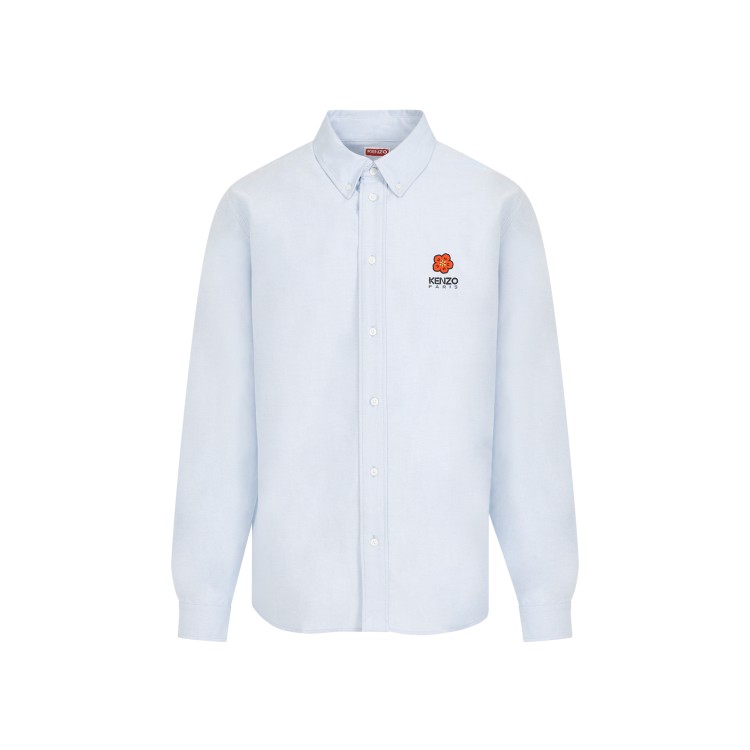 Shop Kenzo Blue Sky Cotton Boke Flower Crest Casual Shirt