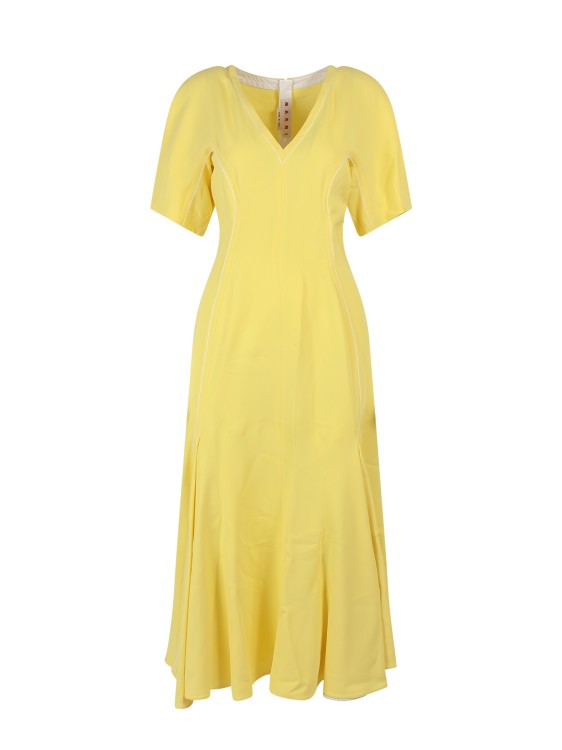 Shop Marni Stretch Viscose Long Dress In Gold